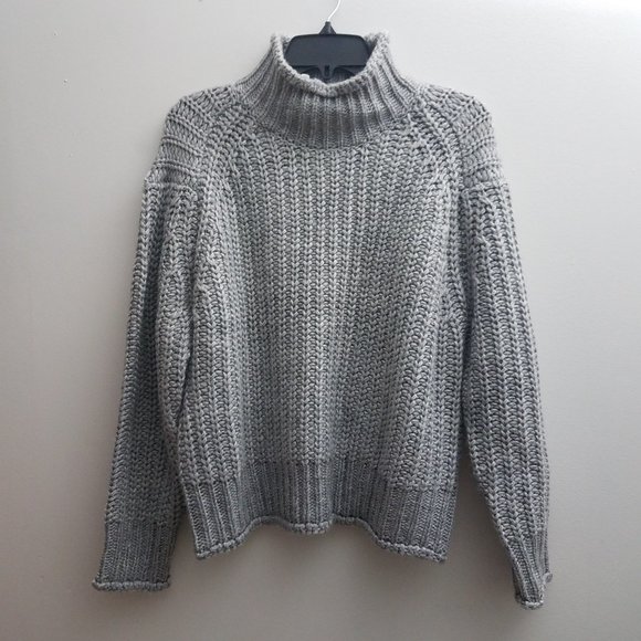 MINKPINK Sweaters - MinkPink Sweater Small Solid Gray Turtle Mock Neck
